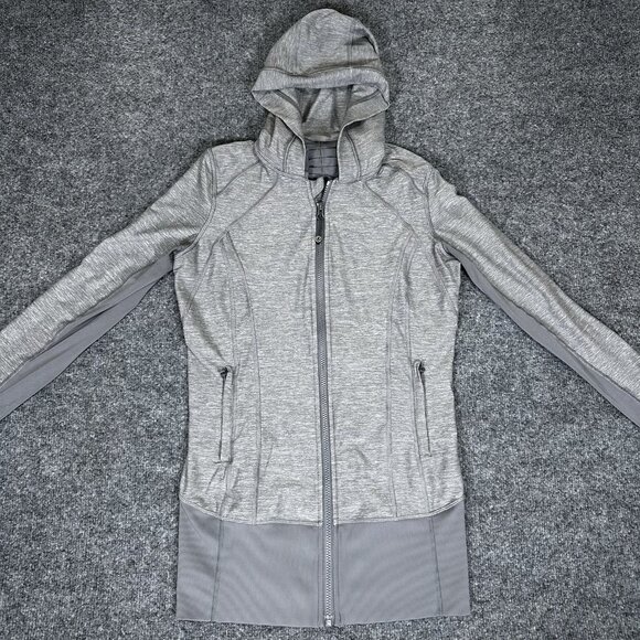 Lululemon‎ Daily Practice Jacket Womens 8 Gray Hooded Full Zip Athletic Stretch - Picture 1 of 9